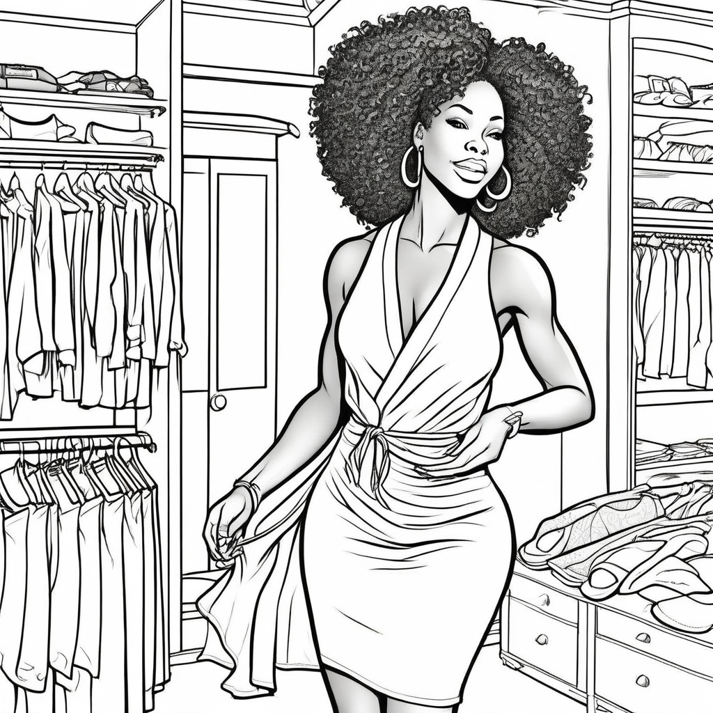 Coloring Book Sheet - Woman - Wardrobe