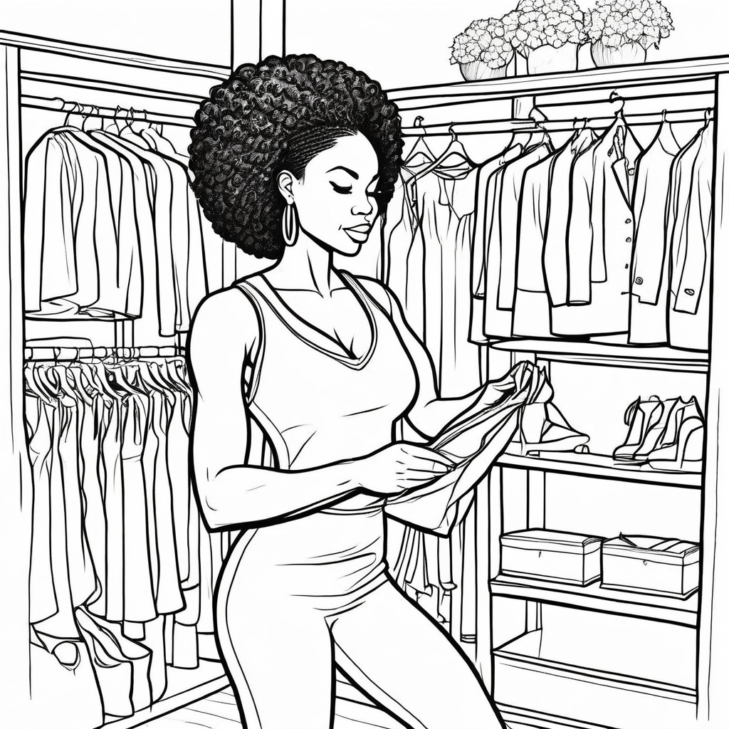 Coloring Book Sheet - Woman - Wardrobe